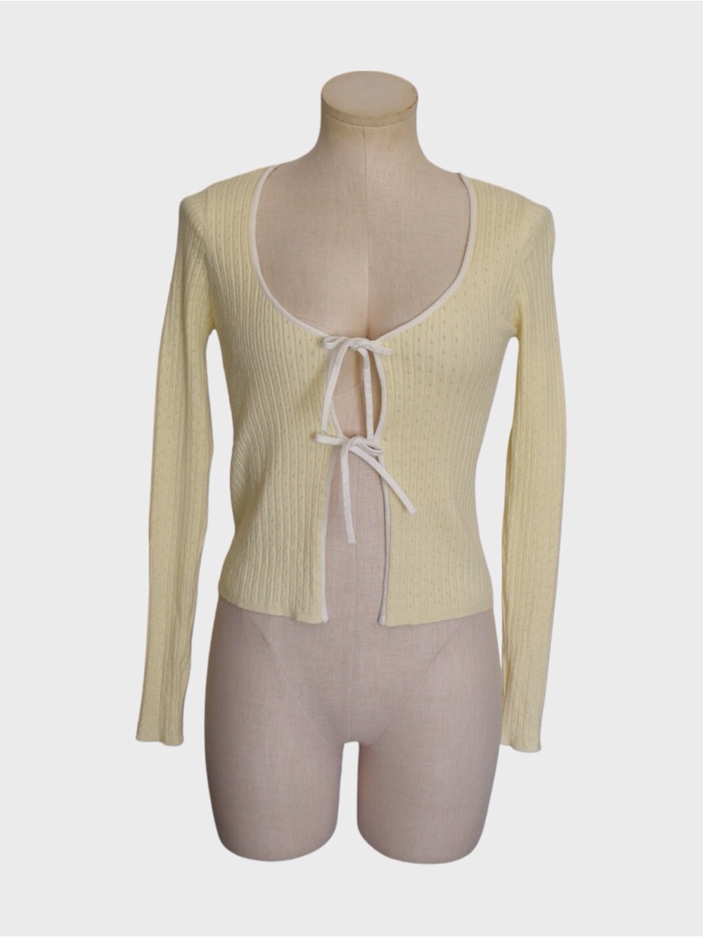Sincerely Jules Pastel Pointelle Tie Front Cardigan